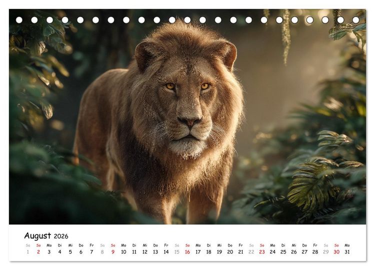 Produktbild: L&ouml;wen - Majest&auml;t der Wildnis (Tischkalender 2026 DIN A5 quer), CALVENDO Monatskalender
