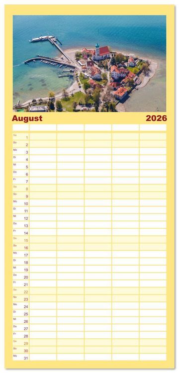Produktbild: Familienplaner 2026 - Momente am Bodensee mit 5 Spalten (Wandkalender, 21 x 45 cm) CALVENDO