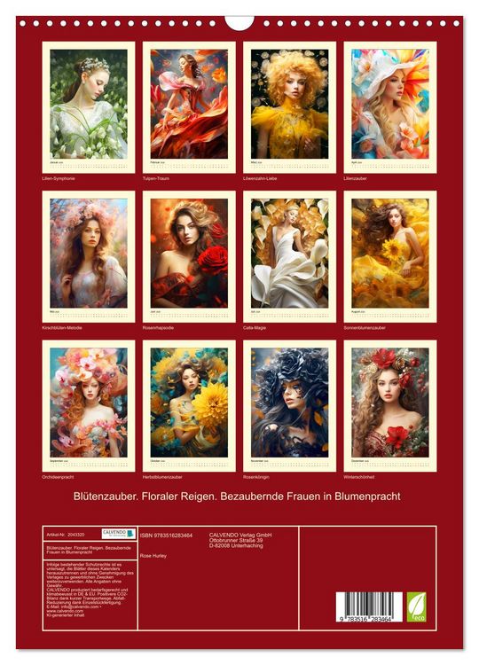 Produktbild: Bl&uuml;tenzauber. Floraler Reigen. Bezaubernde Frauen in Blumenpracht (Wandkalender 2026 DIN A3 hoch), CALVENDO Monatskalender
