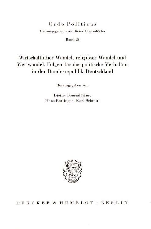 Produktbild: Wirtschaftlicher Wandel, religi&ouml;ser Wandel und Wertwandel.