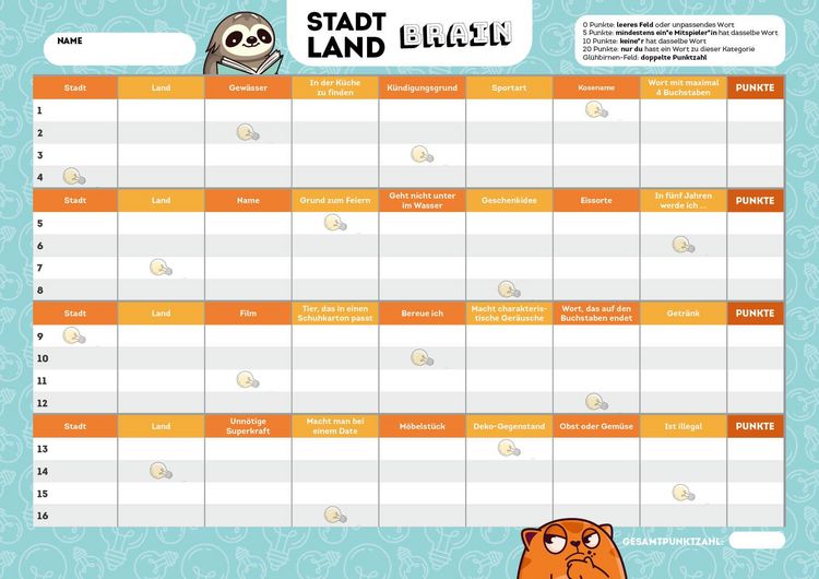 Produktbild: Stadt, Land, Brain &ndash; Der Spieleklassiker mit den beliebtesten Kategorien