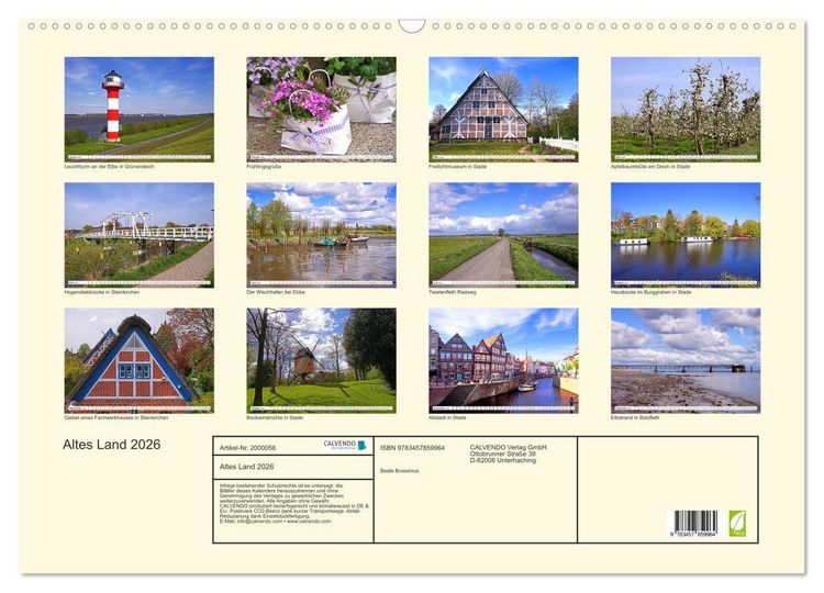 Produktbild: Altes Land 2026 (Wandkalender 2026 DIN A2 quer), CALVENDO Monatskalender
