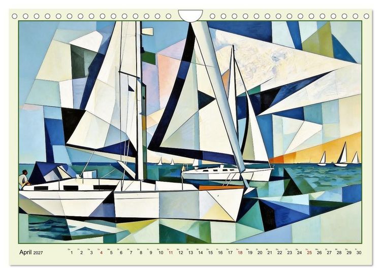 Produktbild: Segelschiffe im Stil des Kubismus (Wandkalender 2027 DIN A4 quer), CALVENDO Monatskalender