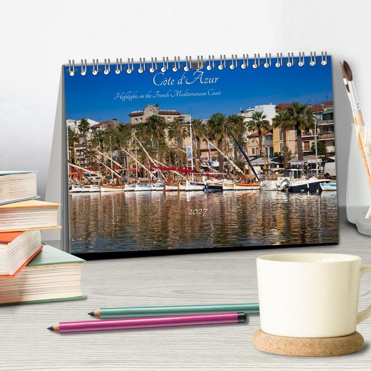 Produktbild: C&ocirc;te d'Azur Highlights on the French Mediterranean Coast (Desk Calendar 2027 DIN A5 landscape), CALVENDO 12 Month DeskCalendar