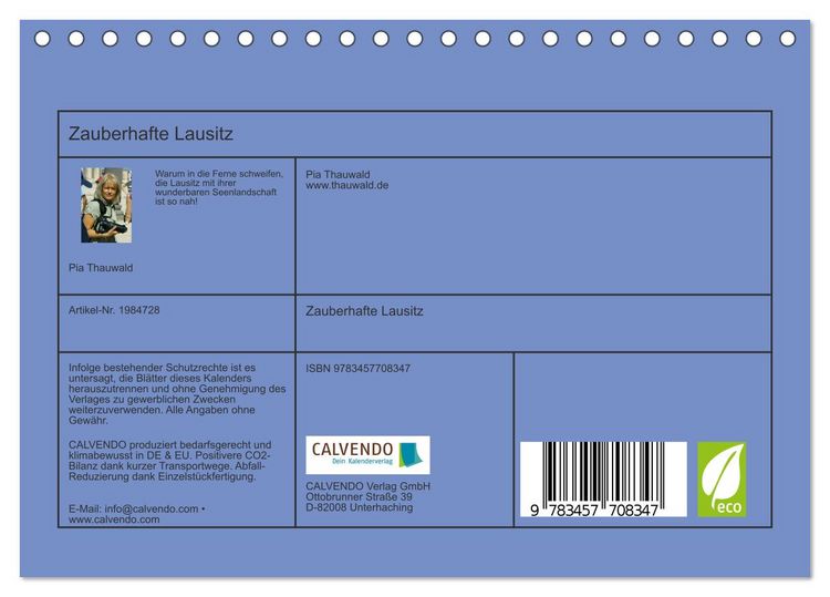 Produktbild: Zauberhafte Lausitz (Tischkalender 2026 DIN A5 quer), CALVENDO Monatskalender