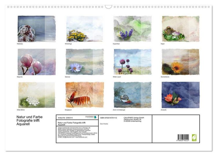 Produktbild: Natur und Farbe Fotografie trifft Aquarell (Wandkalender 2027 DIN A2 quer), CALVENDO Monatskalender