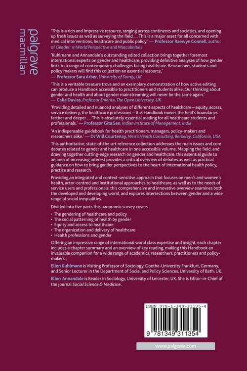 Produktbild: The Palgrave Handbook of Gender and Healthcare
