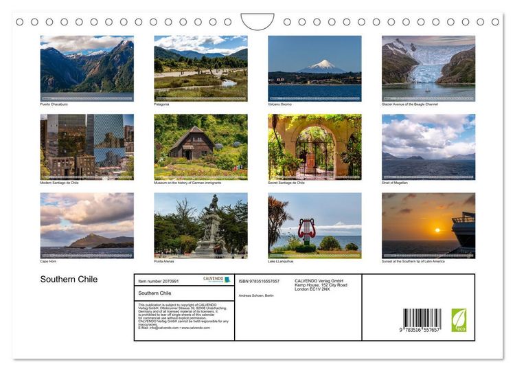 Produktbild: Southern Chile (Wall Calendar 2026 DIN A4 landscape), CALVENDO 12 Month Wall Calendar