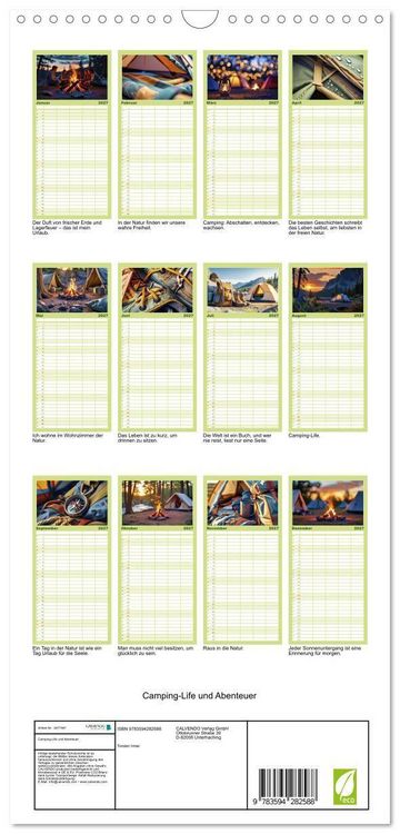 Produktbild: Familienplaner 2027 - Camping-Life und Abenteuer mit 5 Spalten (Wandkalender, 21 x 45 cm) CALVENDO