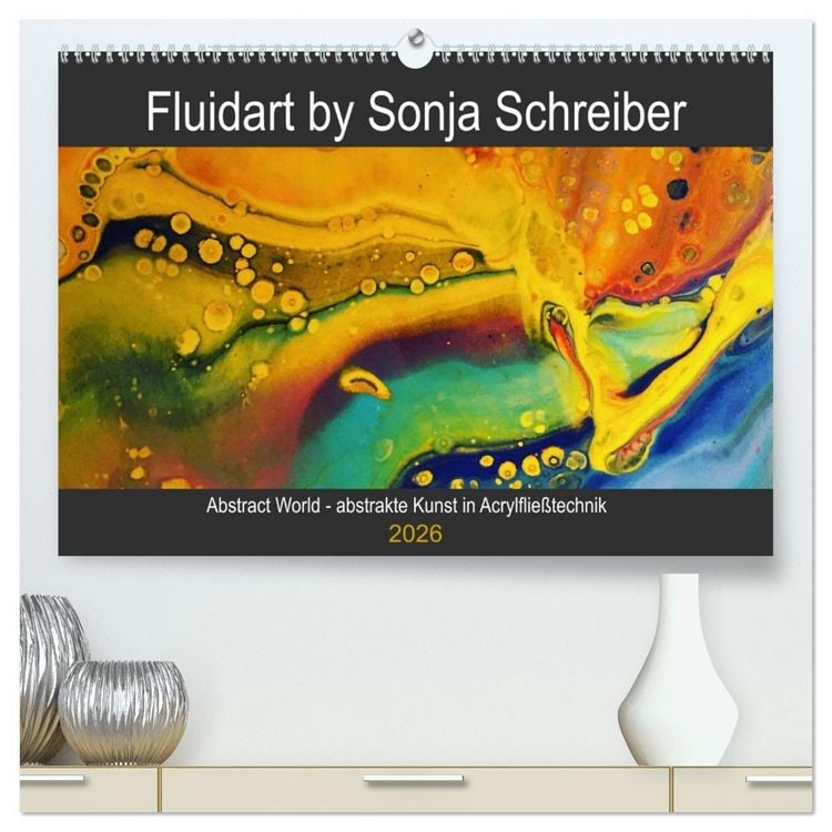 Produktbild: Abstract World - abstrakte Kunst in Acrylflie&szlig;technik (hochwertiger Premium Wandkalender 2026 DIN A2 quer), Kunstdruck in Hochglanz