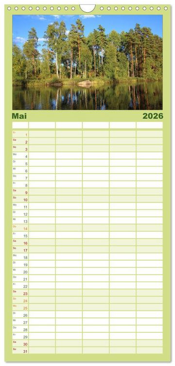 Produktbild: Familienplaner 2026 - Schweden 2026 mit 5 Spalten (Wandkalender, 21 x 45 cm) CALVENDO