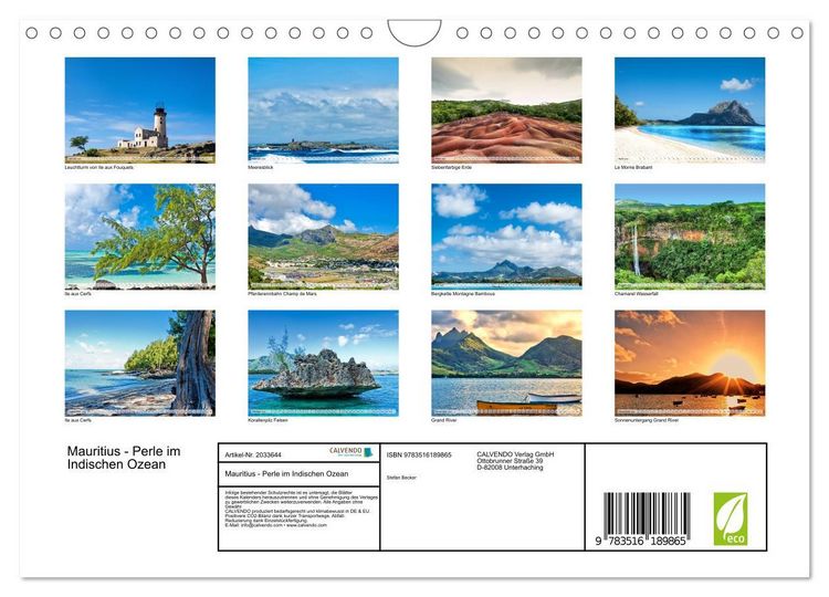 Produktbild: Mauritius - Perle im Indischen Ozean (Wandkalender 2026 DIN A4 quer), CALVENDO Monatskalender