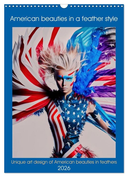 Produktbild: American beauties in a feather style (Wall Calendar 2026 DIN A3 portrait), CALVENDO 12 Month Wall Calendar