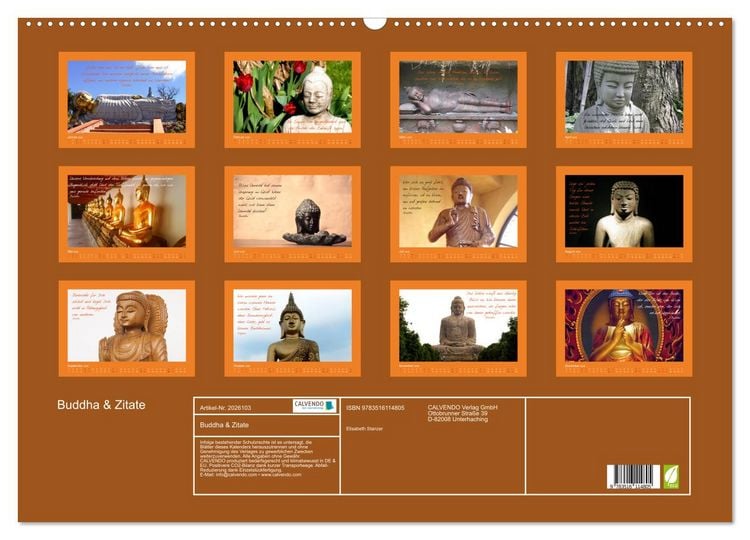 Produktbild: Buddha & Zitate (Wandkalender 2026 DIN A2 quer), CALVENDO Monatskalender