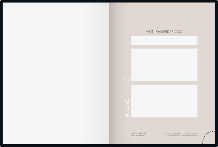 Produktbild: rido/id&eacute; 7013603017 Taschenkalender Premium Young Line Mini 2027 "Feather" A6, Textil