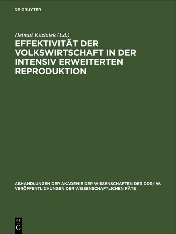 Produktbild: Effektivit&auml;t der Volkswirtschaft in der intensiv erweiterten Reproduktion