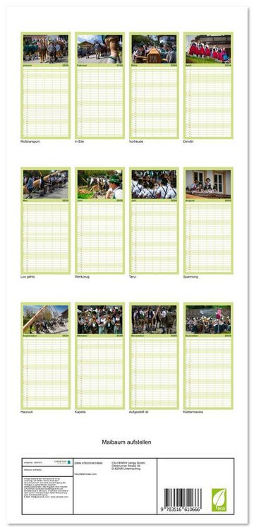 Produktbild: Familienplaner 2026 - Maibaum aufstellen mit 5 Spalten (Wandkalender, 21 x 45 cm) CALVENDO