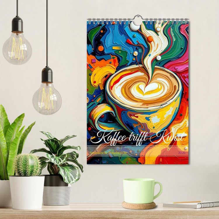 Produktbild: Kaffee trifft Kunst - Aromatische Pinselstriche (Wandkalender 2026 DIN A4 hoch), CALVENDO Monatskalender