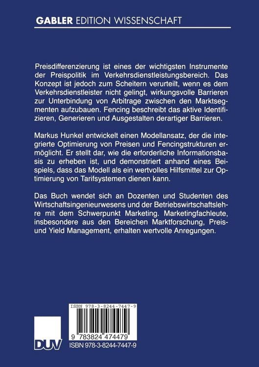 Produktbild: Segmentorientierte Preisdifferenzierung f&uuml;r Verkehrsdienstleistungen