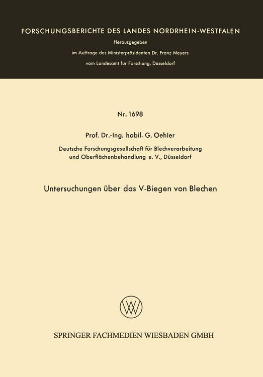 Produktbild: Untersuchungen &uuml;ber das V-Biegen von Blechen