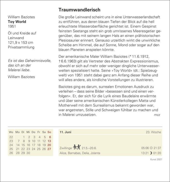 Produktbild: Kunst Tagesabrei&szlig;kalender 2027 - Kulturkalender - K&uuml;nstler, Werke, Museen
