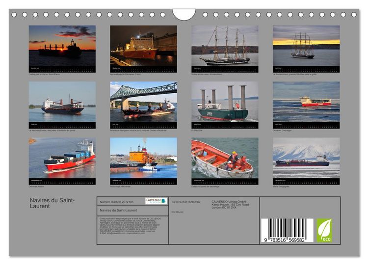 Produktbild: Navires du Saint-Laurent (Calendrier mural 2026 DIN A4 vertical), CALVENDO calendrier mensuel