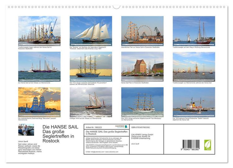 Produktbild: Die HANSE SAIL Das gro&szlig;e Seglertreffen in Rostock (hochwertiger Premium Wandkalender 2026 DIN A2 quer), Kunstdruck in Hochglanz