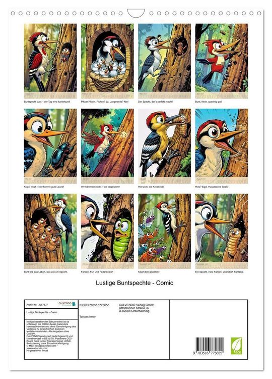 Produktbild: Lustige Buntspechte - Comic (Wandkalender 2027 DIN A3 hoch), CALVENDO Monatskalender