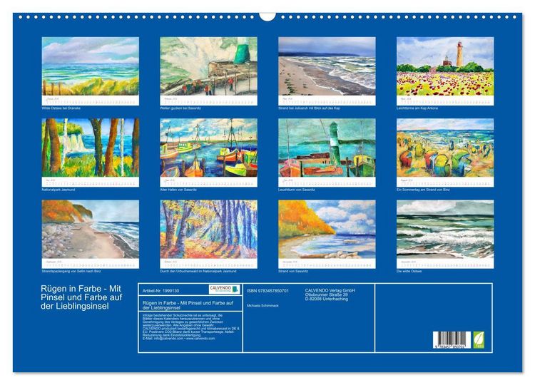 Produktbild: R&uuml;gen in Farbe - Mit Pinsel und Farbe auf der Lieblingsinsel (Wandkalender 2026 DIN A2 quer), CALVENDO Monatskalender