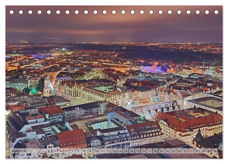Produktbild: Leipzig - Fotografiert bei Nacht von Michael Allmaier (Tischkalender 2026 DIN A5 quer), CALVENDO Monatskalender