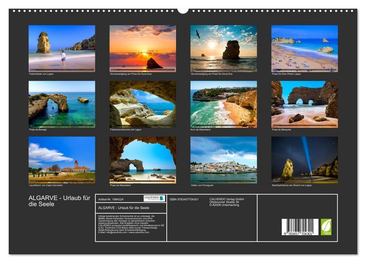 Produktbild: ALGARVE - Urlaub f&uuml;r die Seele (hochwertiger Premium Wandkalender 2026 DIN A2 quer), Kunstdruck in Hochglanz