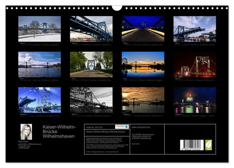 Produktbild: Kaiser-Wilhelm-Br&uuml;cke Wilhelmshaven (Wandkalender 2026 DIN A3 quer), CALVENDO Monatskalender