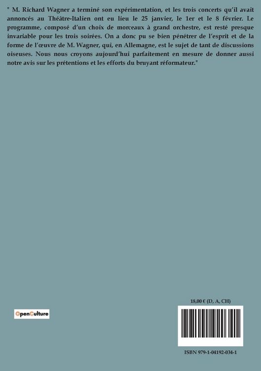 Produktbild: Les &Eacute;crits et la musique de M. Wagner