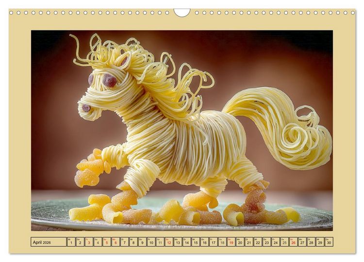 Produktbild: Auf dem Nudelhof. Spaghetti-Tiere zum Schmunzeln (Wandkalender 2026 DIN A3 quer), CALVENDO Monatskalender