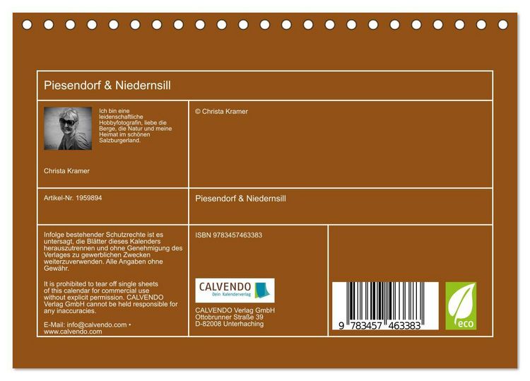 Produktbild: Piesendorf & Niedernsill (Tischkalender 2026 DIN A5 quer), CALVENDO Monatskalender