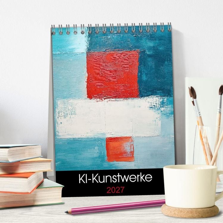 Produktbild: KI-Kunstwerke (Tischkalender 2027 DIN A5 hoch), CALVENDO Monatskalender