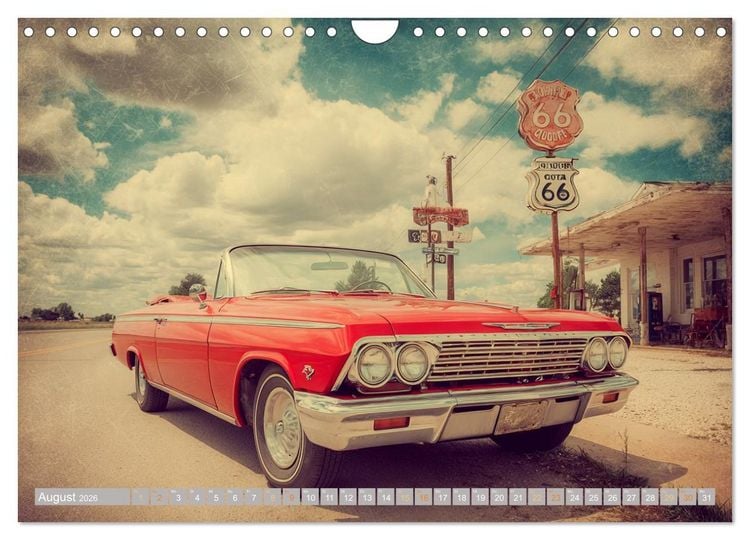 Produktbild: Amerikas rollende Legenden &ndash; Retro-Design trifft Nostalgie (Wandkalender 2026 DIN A4 quer), CALVENDO Monatskalender