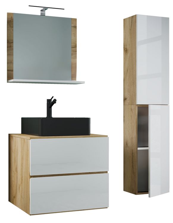 Produktbild: 4-tlg Waschtisch Badm&ouml;bel Lendas 60 cm L Schublade