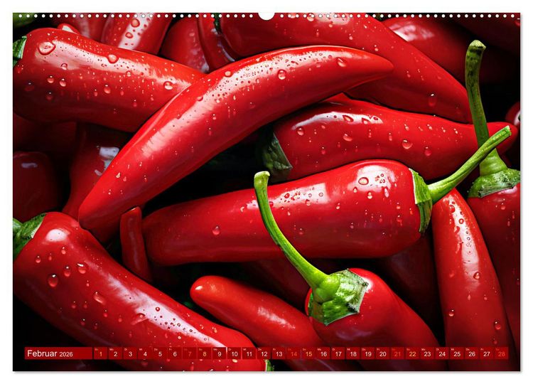 Produktbild: ROT - Gem&uuml;se und Obst - Voller Power (Wandkalender 2026 DIN A2 quer), CALVENDO Monatskalender