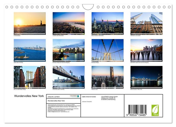 Produktbild: Wundervolles New York (Wandkalender 2026 DIN A4 quer), CALVENDO Monatskalender