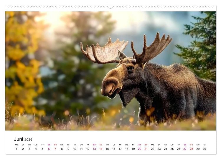 Produktbild: Elche - die Stimme der Wildnis (Wandkalender 2026 DIN A2 quer), CALVENDO Monatskalender