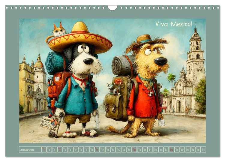 Produktbild: Weltenbummler. Hund und Katz auf Reisen (Wandkalender 2026 DIN A3 quer), CALVENDO Monatskalender