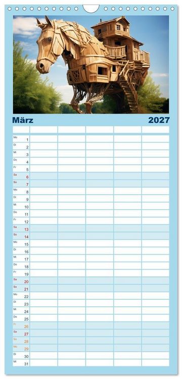Produktbild: Familienplaner 2027 - Baumh&auml;user - Traumhafte Luftschl&ouml;sser mit 5 Spalten (Wandkalender, 21 x 45 cm) CALVENDO