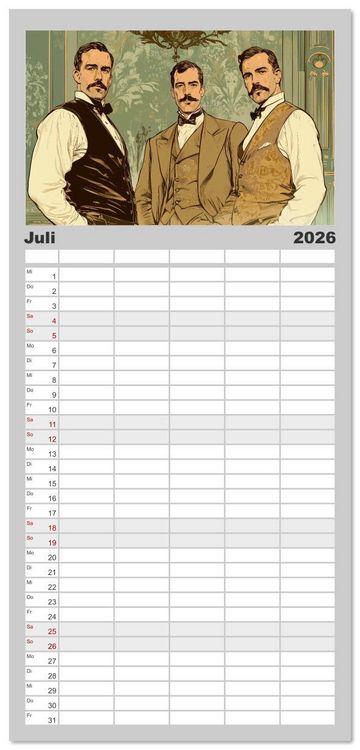 Produktbild: Familienplaner 2026 - Im Stil des Art Nouveau mit 5 Spalten (Wandkalender, 21 x 45 cm) CALVENDO