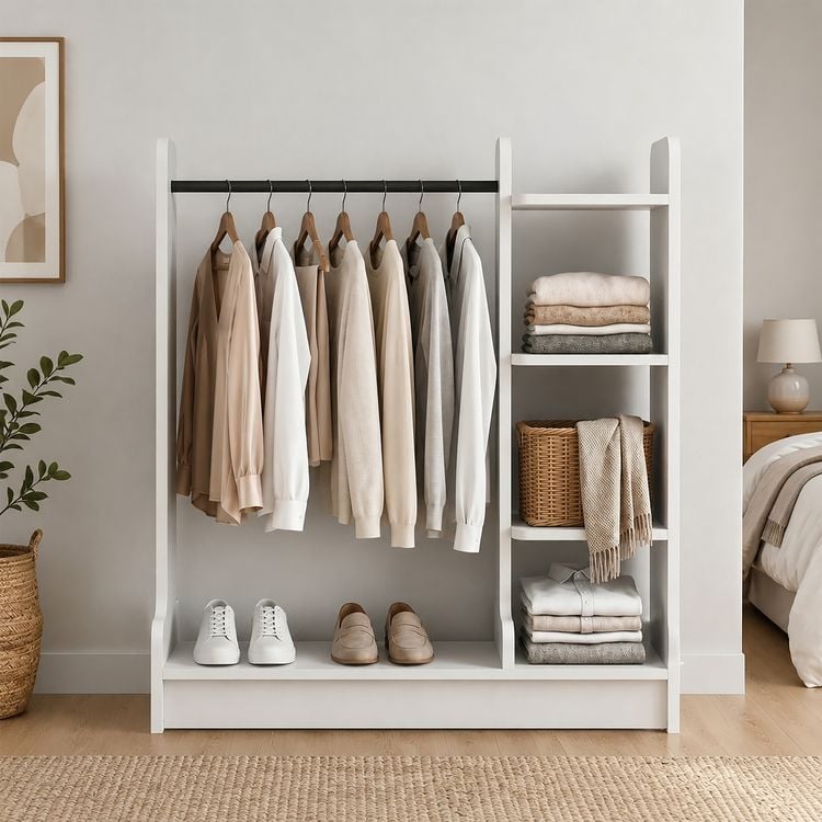Produktbild: Holz Kleiderst&auml;nder mit Regal & Stange Lempu L