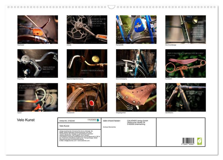 Produktbild: Velo Kunst (Wandkalender 2026 DIN A2 quer), CALVENDO Monatskalender