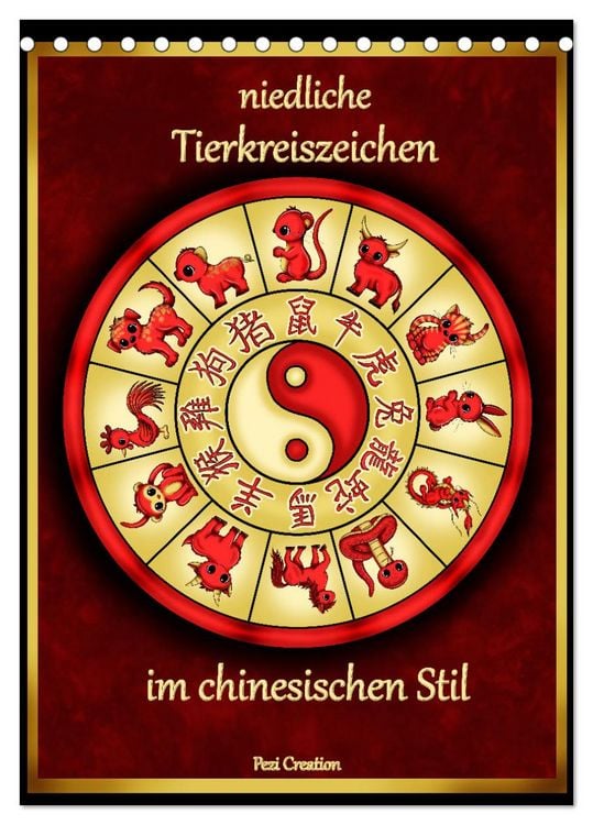 Produktbild: niedliche Tierkreiszeichen im chinesischem Stil (Tischkalender 2026 DIN A5 hoch), CALVENDO Monatskalender