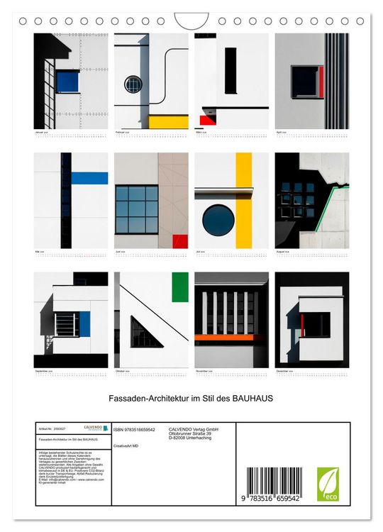 Produktbild: Fassaden-Architektur im Stil des BAUHAUS (Wandkalender 2026 DIN A4 hoch), CALVENDO Monatskalender