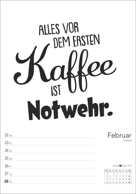 Produktbild: Typo-Spr&uuml;che-Kalender s/w Wochenplaner 2027 - mit 53 witzigen Spr&uuml;chen