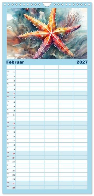 Produktbild: Familienplaner 2027 - Meereskreaturen - Lebendige Unterwasserwelt mit 5 Spalten (Wandkalender, 21 x 45 cm) CALVENDO